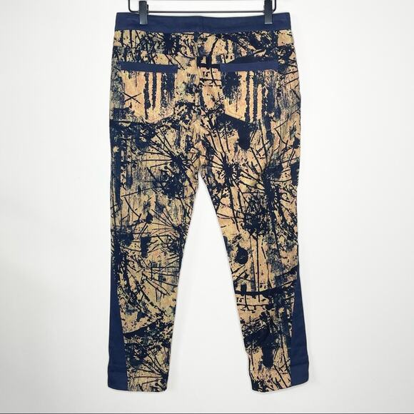ELF SACK navy abstract print artsy statement slim leg pants size large - Picture 3 of 8